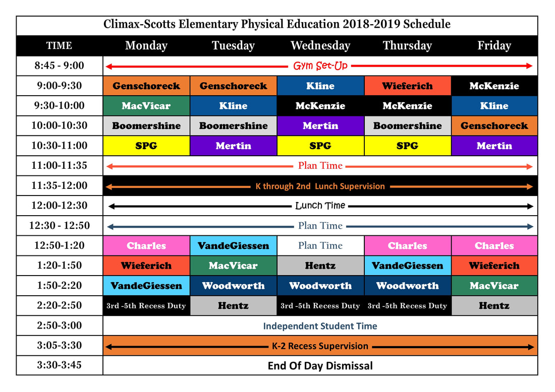 2018-2019 P.E. Class Schedule - MR. FRISBIE'S PHYSICAL EDUCATION